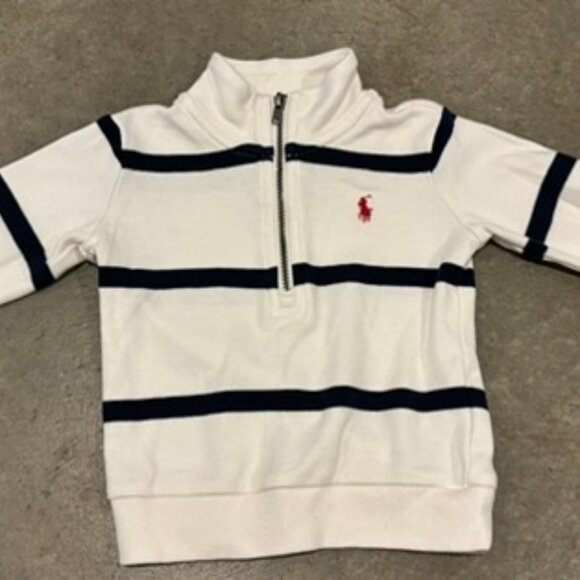 RALPH LAUREN Striped Cotton Interlock Pullover LIKE NEW 9 MONTHS - Picture 1 of 3